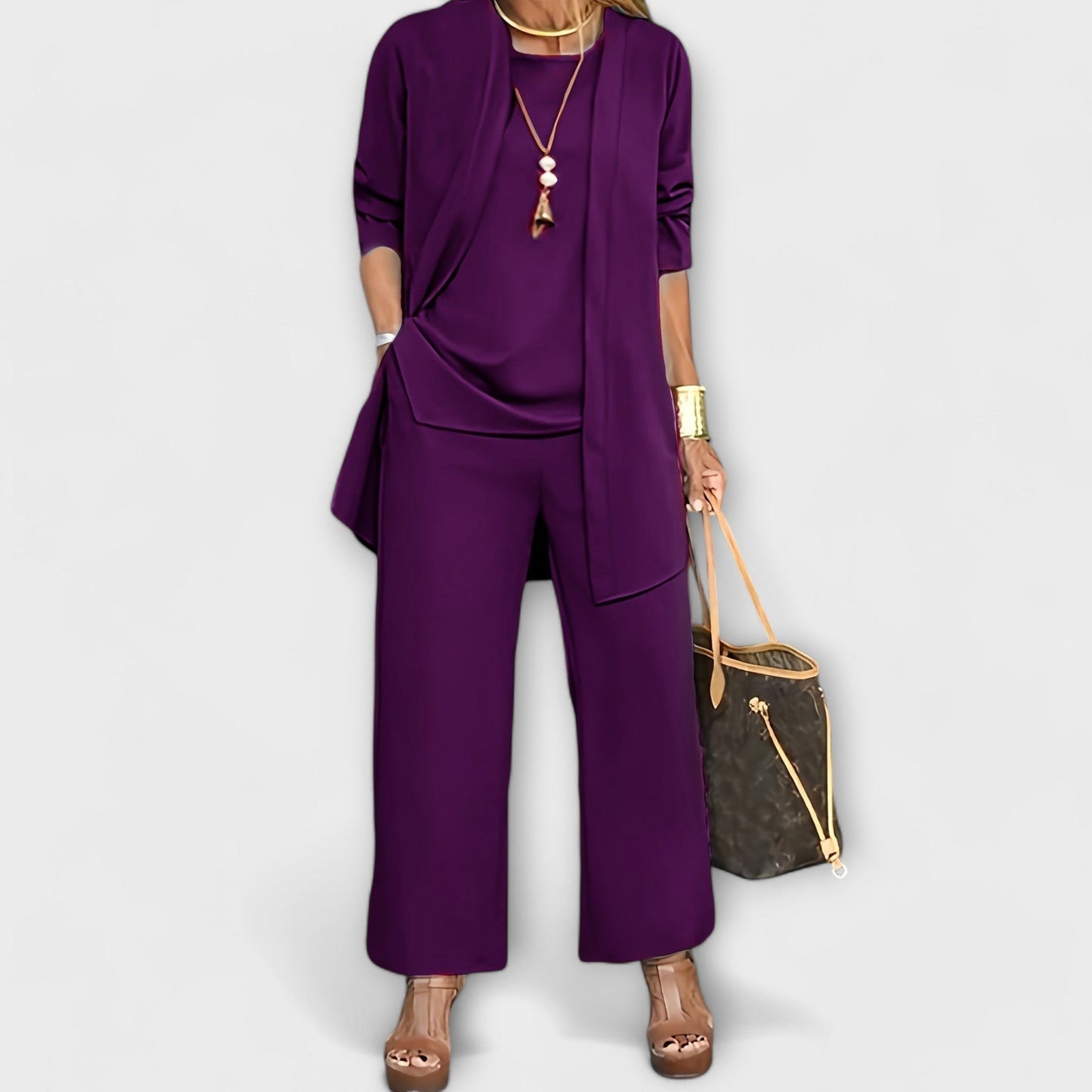 Ruœgy Ensemble 3 Pièces Gilet Long Femme