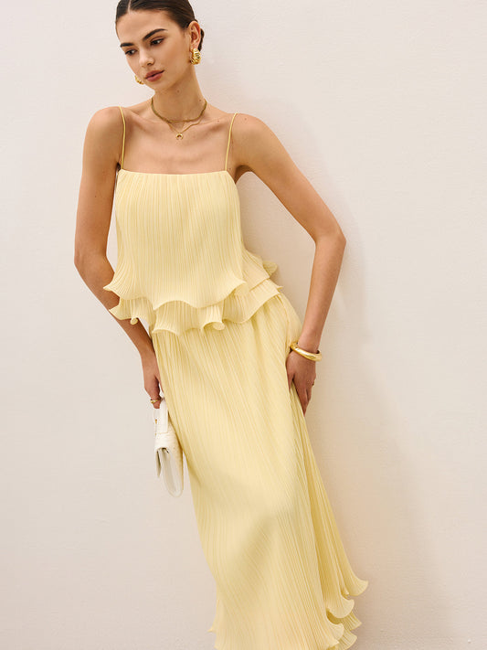 Ruœgy Pleated Ruffle Skirt Set