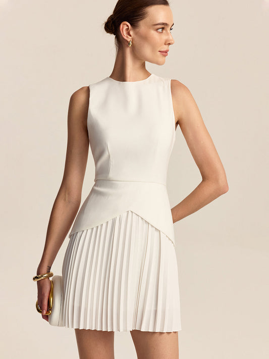 Ruœgy Robe Courte Plissée Sans Manches Femme