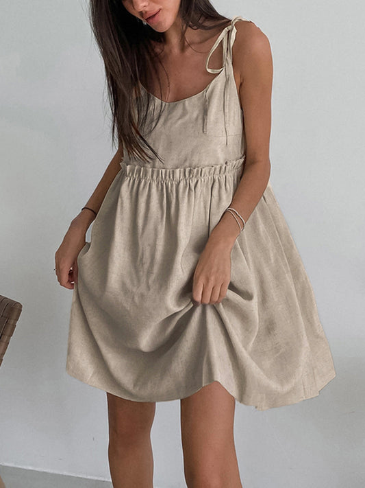 Ruœgy Robe Courte Bretelles à Nouer Été Femme