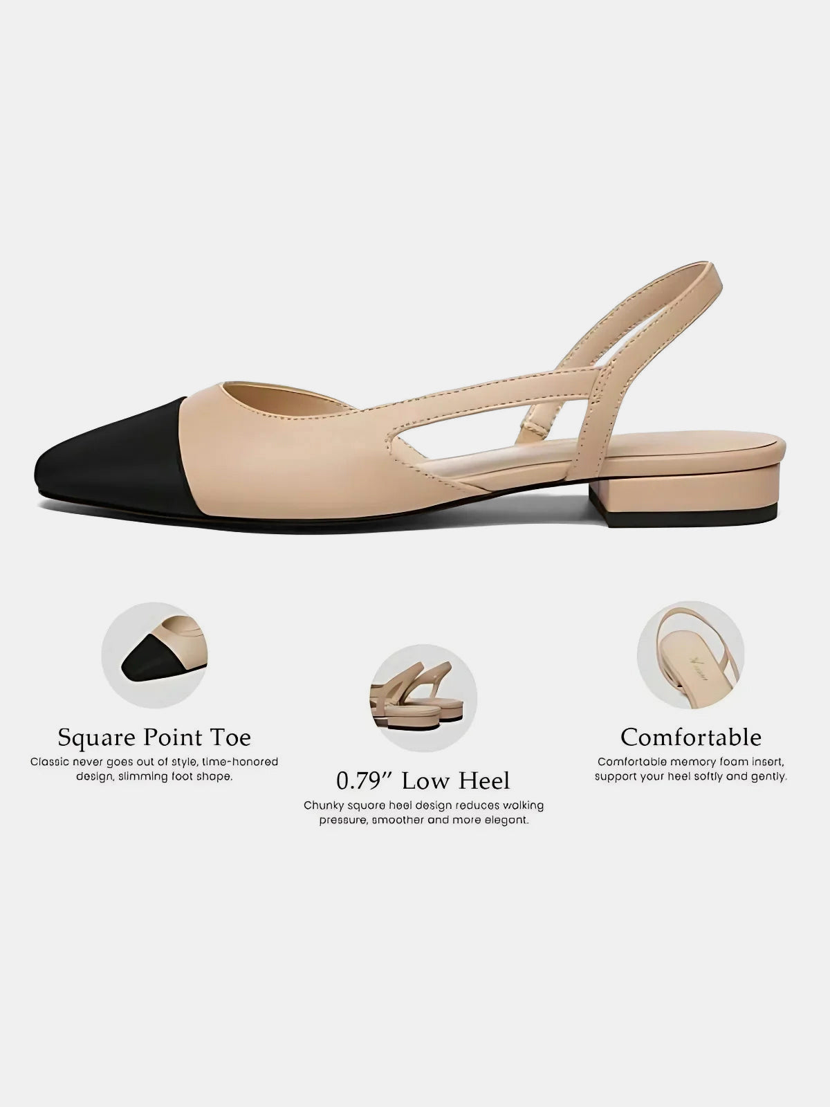 Ruœgy Sandales Slingback à Bout Carré Femme