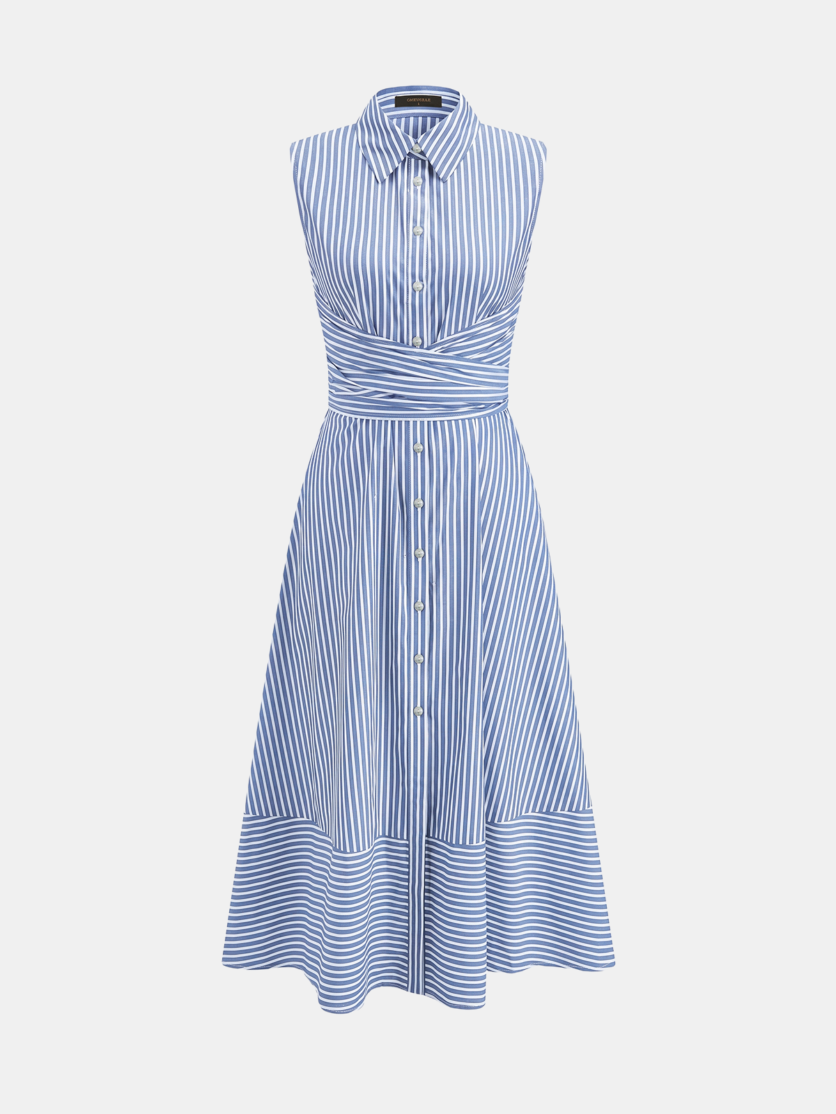 Ruœgy Robe Chemise Rayée Sans Manches Femme