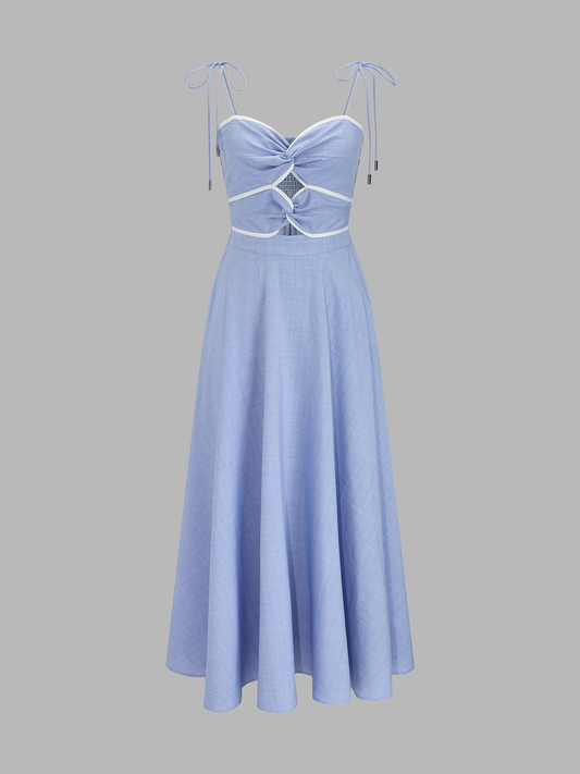 Ruœgy Robe Longue à Bretelles Nouées Femme