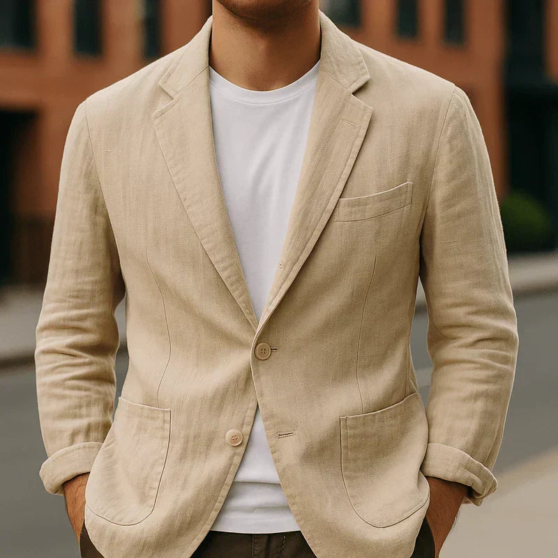 Blazer Léger en Lin Mélangé Homme
