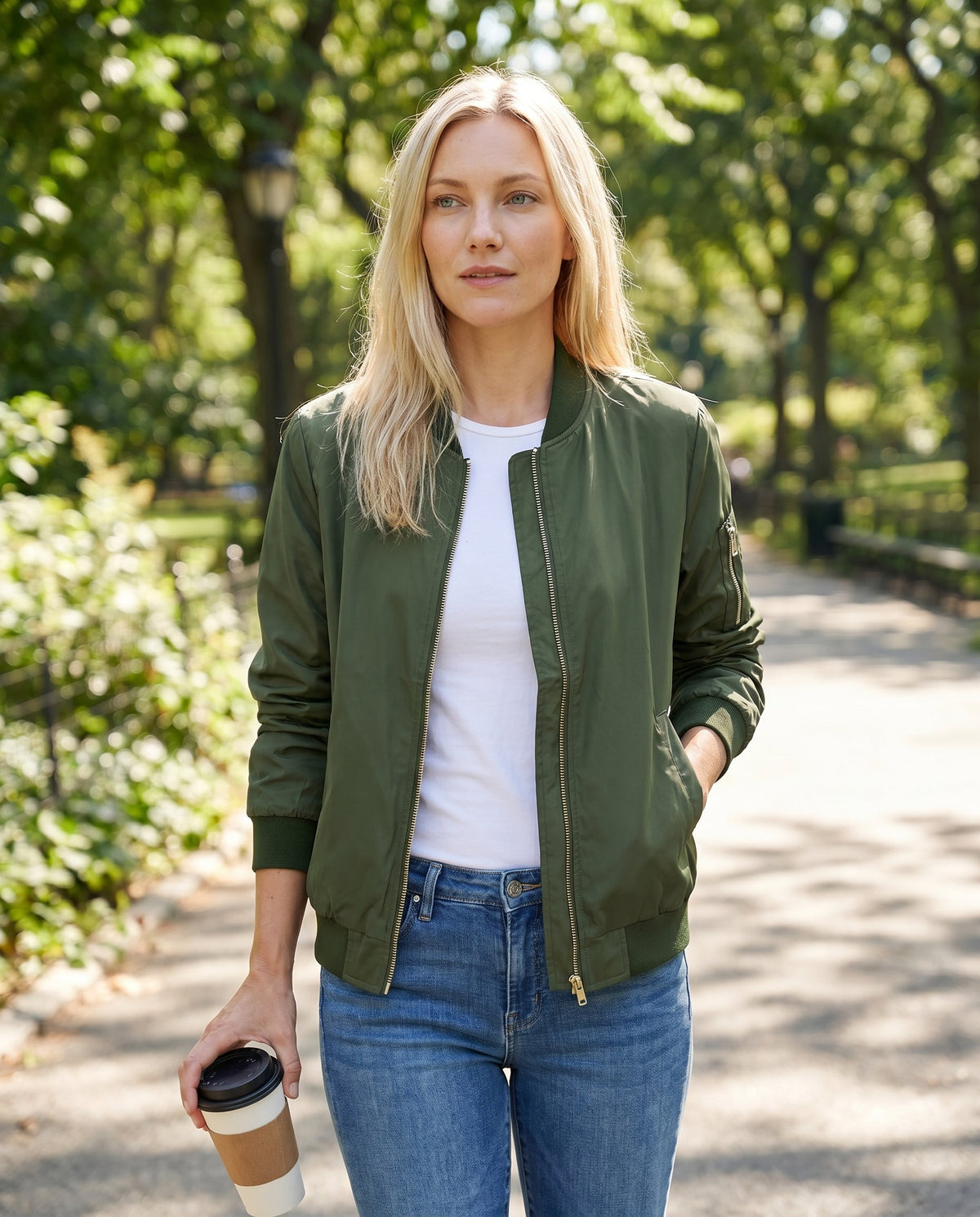 Bomber Léger Zippé Femme