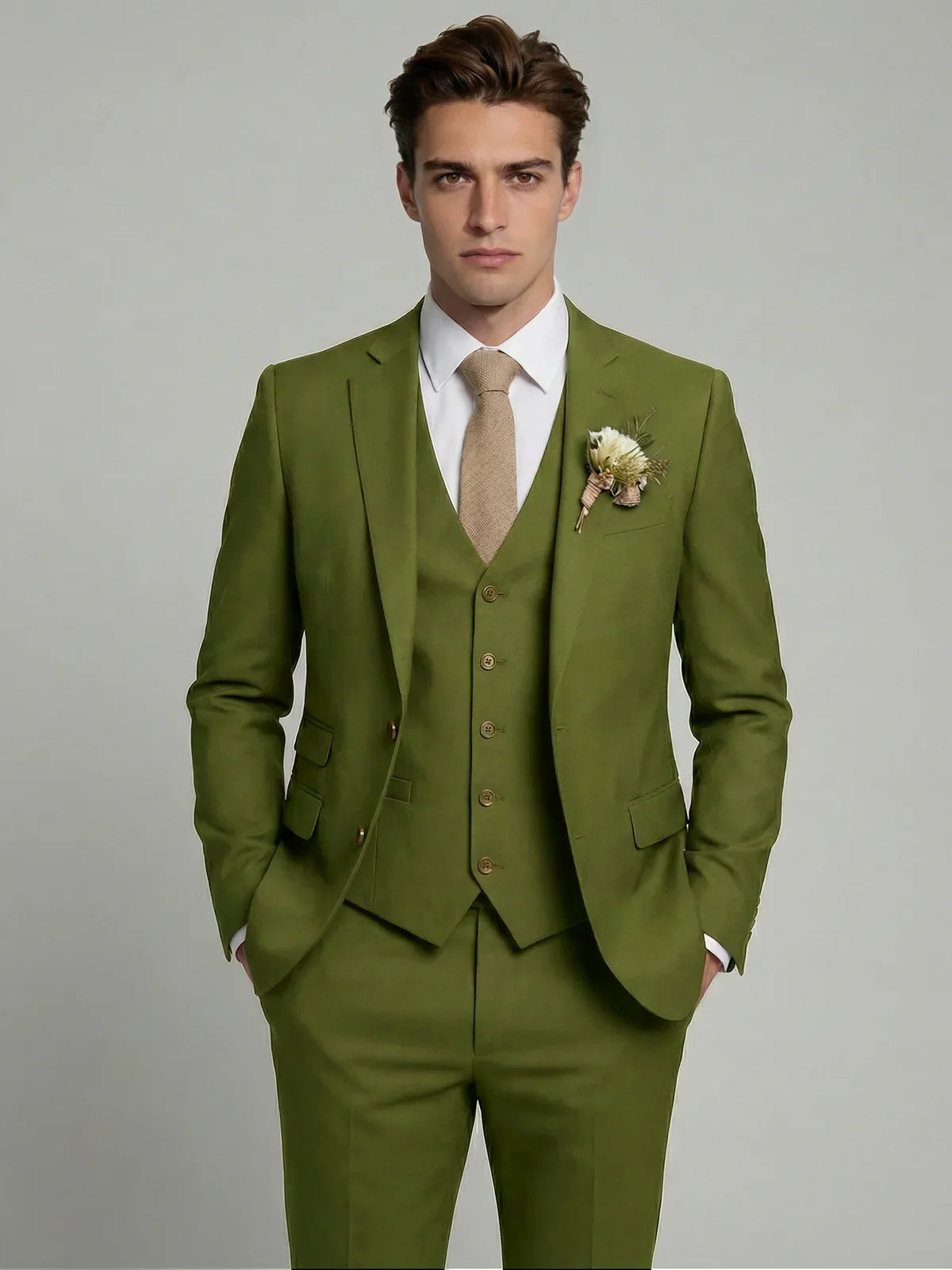 Costume 3 Pièces Coton Mélangé Homme