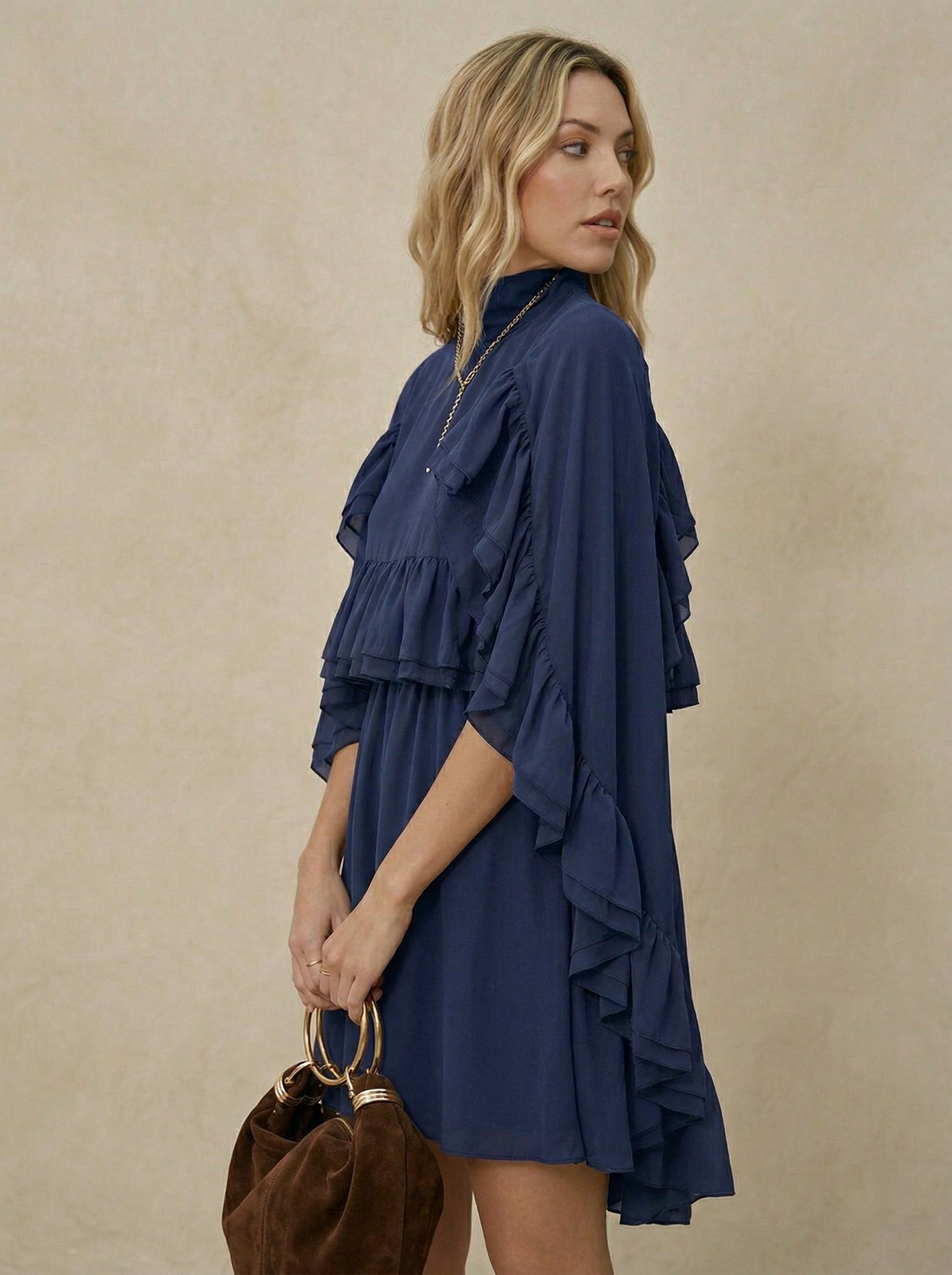 Ruœgy Robe à Volants En Mousseline Femme