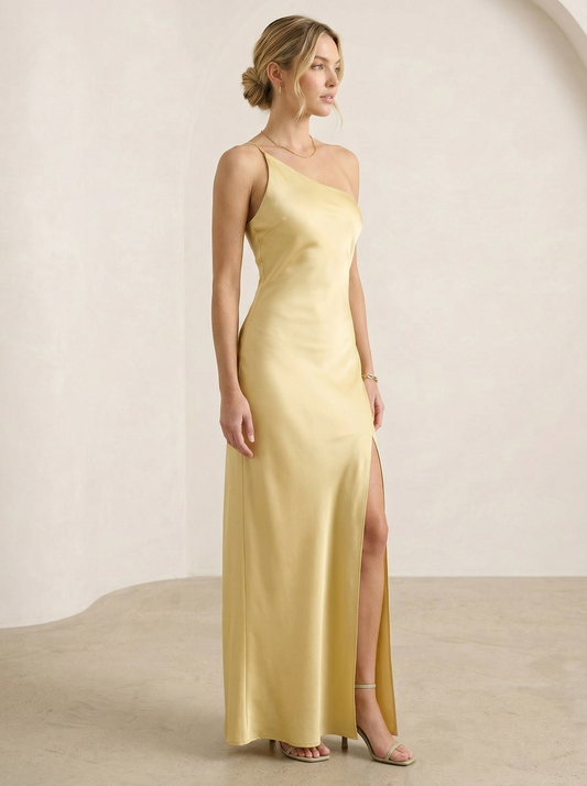 Ruœgy Robe Satinée Longue Asymétrique Femme