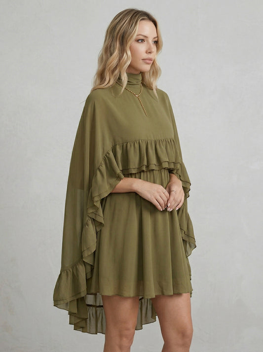 Ruœgy Chiffon Ruffle Dress Femme
