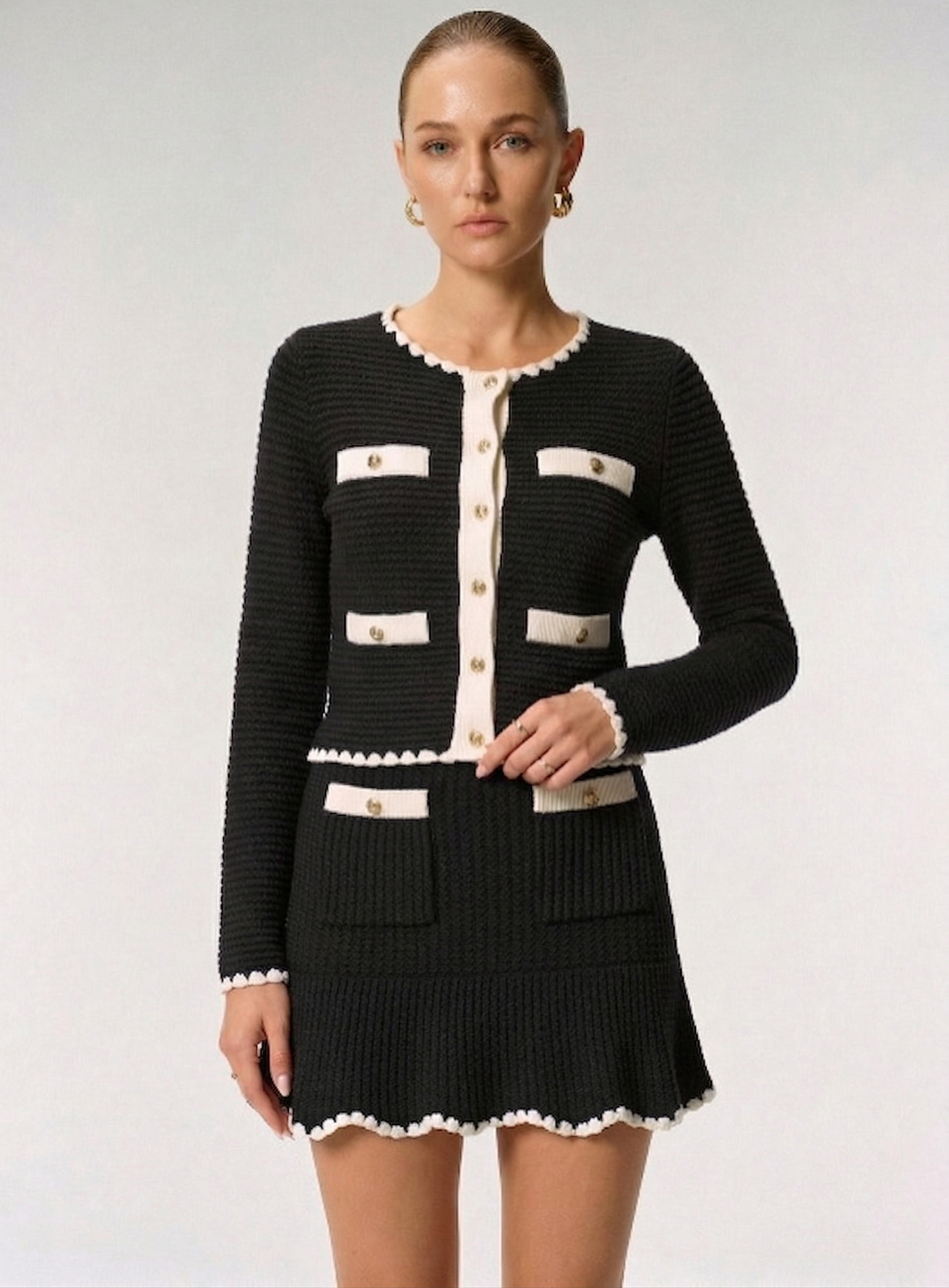 Ruœgy Cardigan Tricot Et Jupe Set Femme