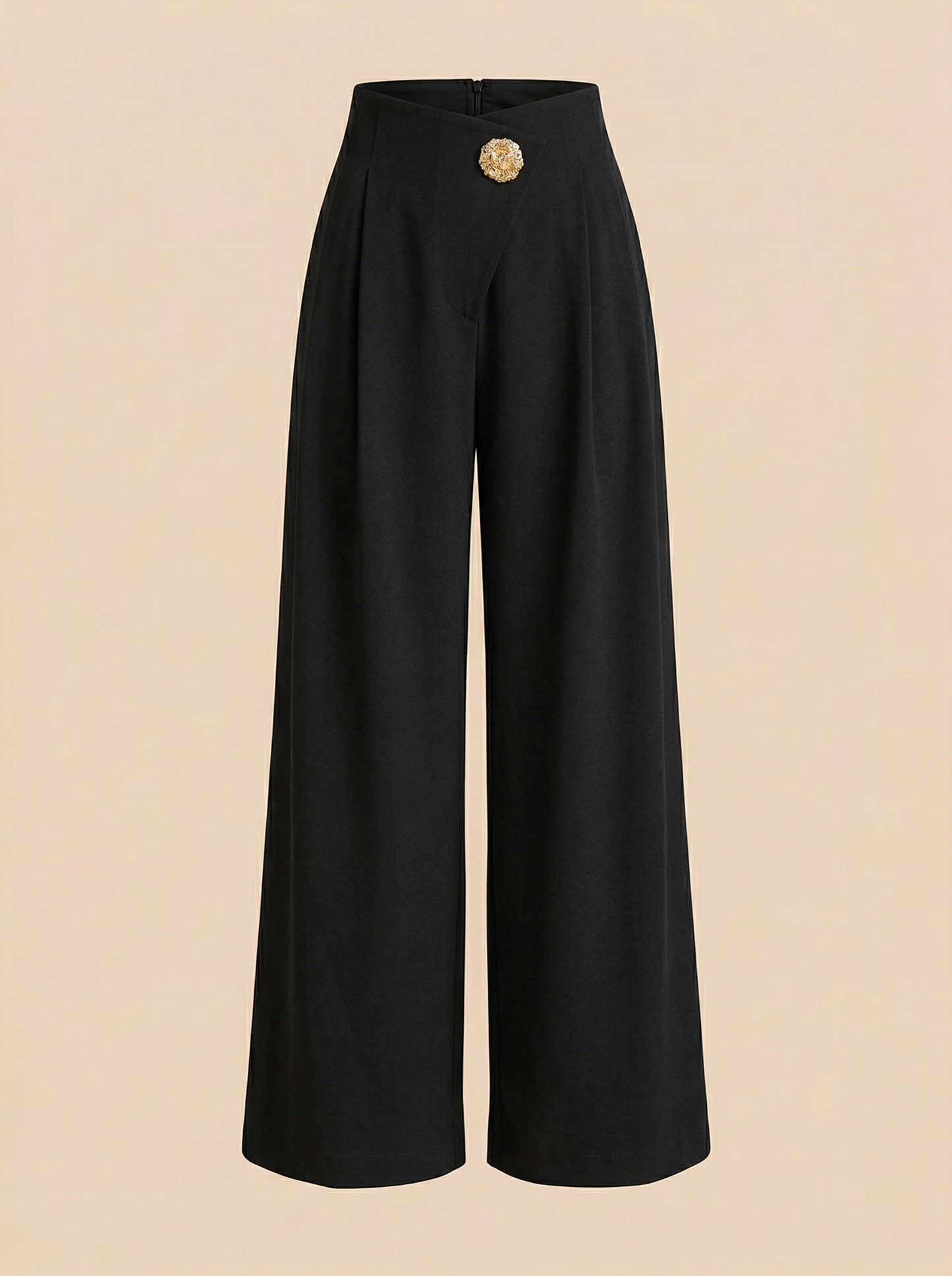 Ruœgy Pantalon Taille Haute à Jambes Larges Femme