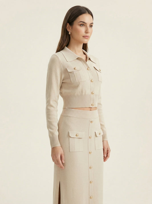 Ruœgy Ensemble Jupe Midi Et Cardigan Femme