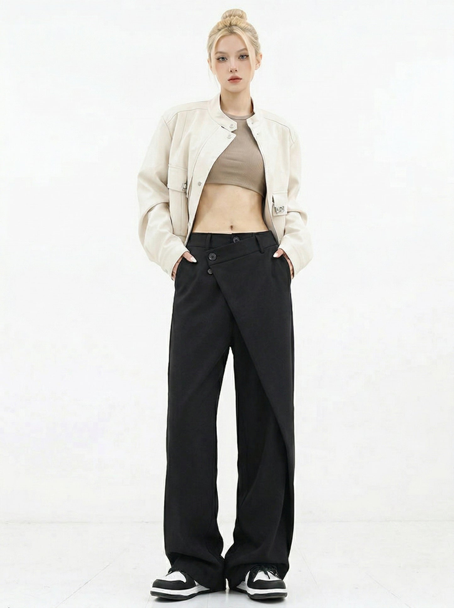 Ruœgy Pantalon Ample à Jambes Larges Femme