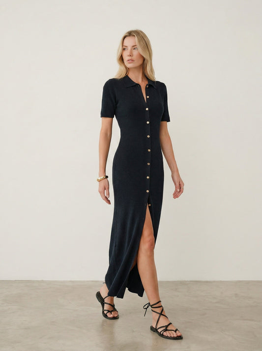 Ruœgy Robe Midi Avec Boutons En Métal Femme