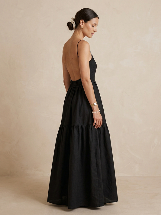 Ruœgy Robe Dos Nu Longue Élégante Femme