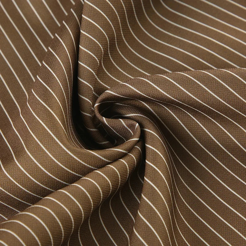 Pantalon Large à Fines Rayures Femme