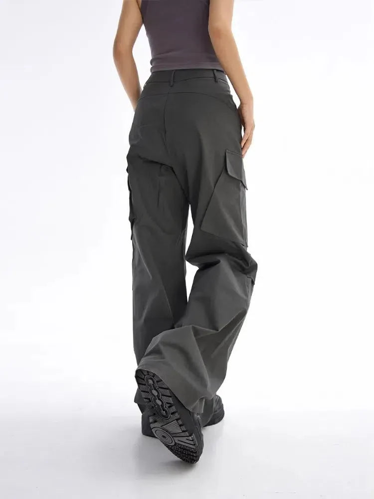 Pantalon Cargo Large Taille Haute Femme