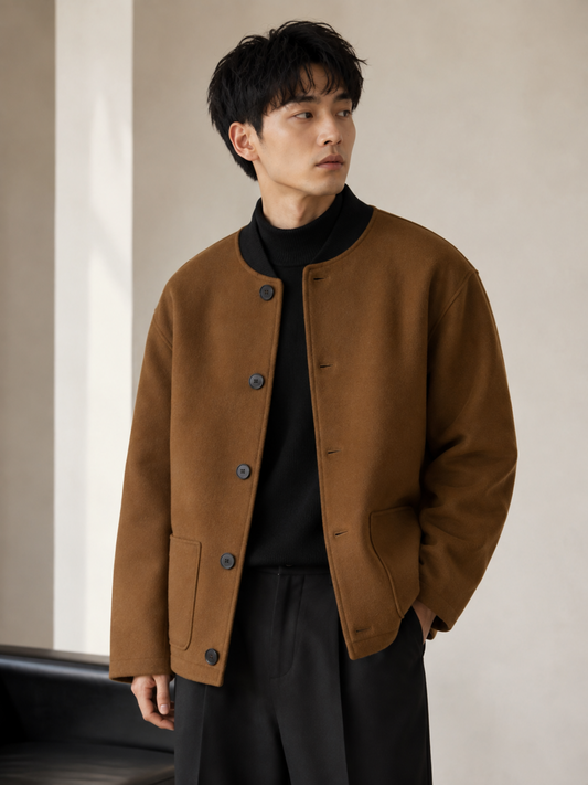 Veste Sans Col Boutonnée Homme