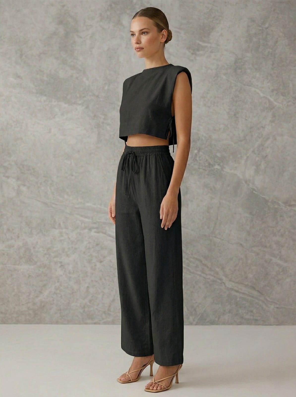 Ruœgy Ensemble Pantalon Large En Lin Femme