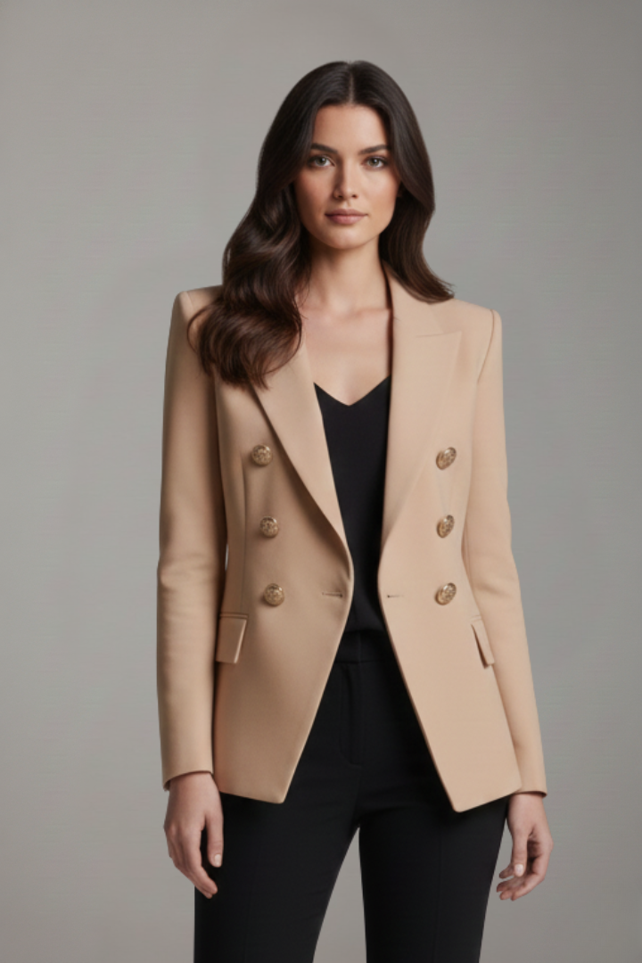 Ruœgy Blazer Croisé Boutons Dorés Femme