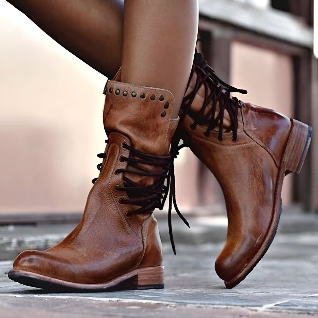Bottes Femme en Cuir à Lacets