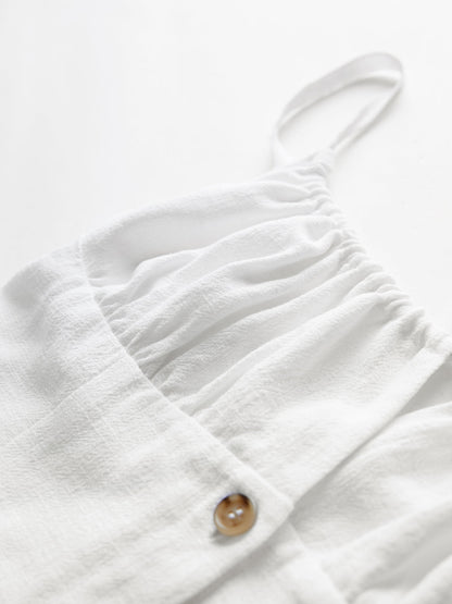 Ruœgy Robe Blanche Courte en Lin Femme