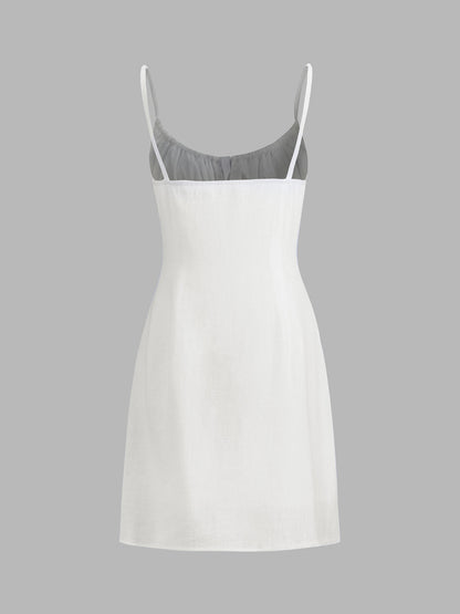 Ruœgy Robe Blanche Courte en Lin Femme