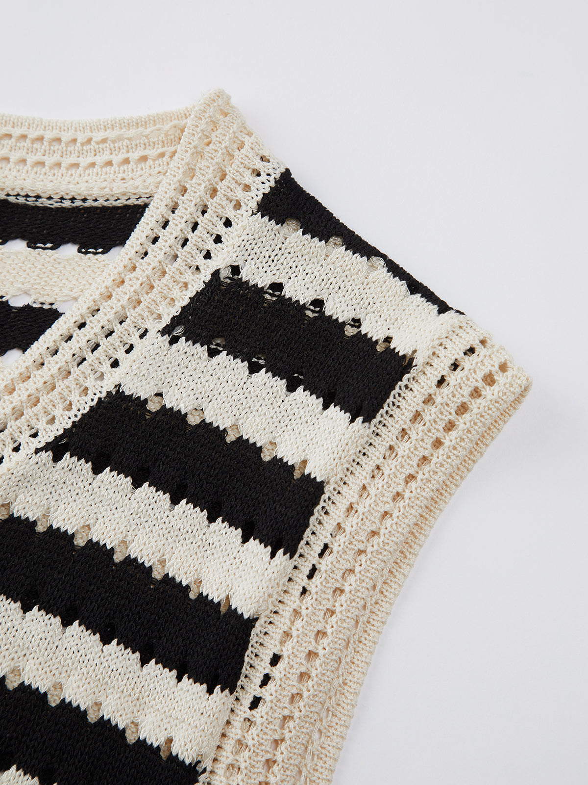 Ruœgy Gilet Crochet Rayé Femme