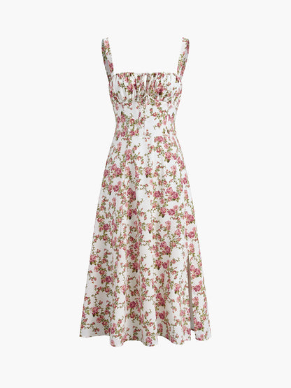 Ruœgy Robe Midi Fleurie Rose