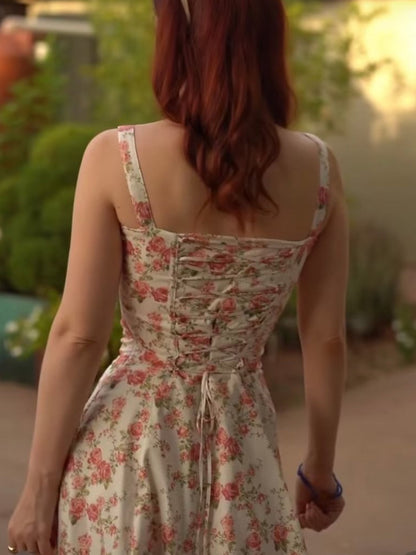 Ruœgy Robe Midi Fleurie Rose