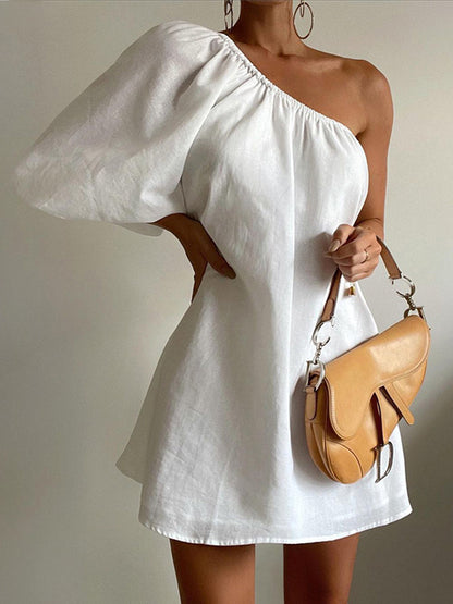Ruœgy Off-Shoulder Linen Mini Dress