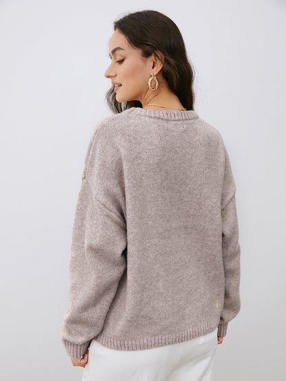 Ruœgy Pull Camel Femme Col Rond Femme