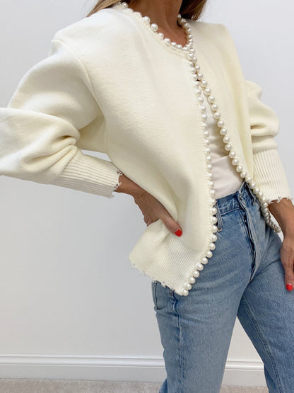 Ruœgy Pearl Trim Cardigan