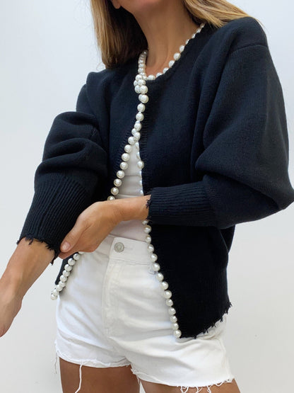 Ruœgy Pearl Trim Cardigan