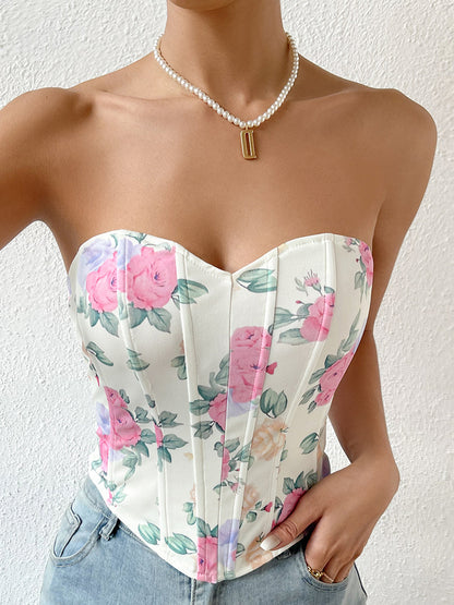 Ruœgy Bustier Femme Court Rose