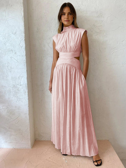 Ruœgy Robe Longue à Découpes Col Montant Femme