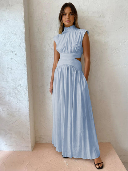 Ruœgy Robe Longue à Découpes Col Montant Femme