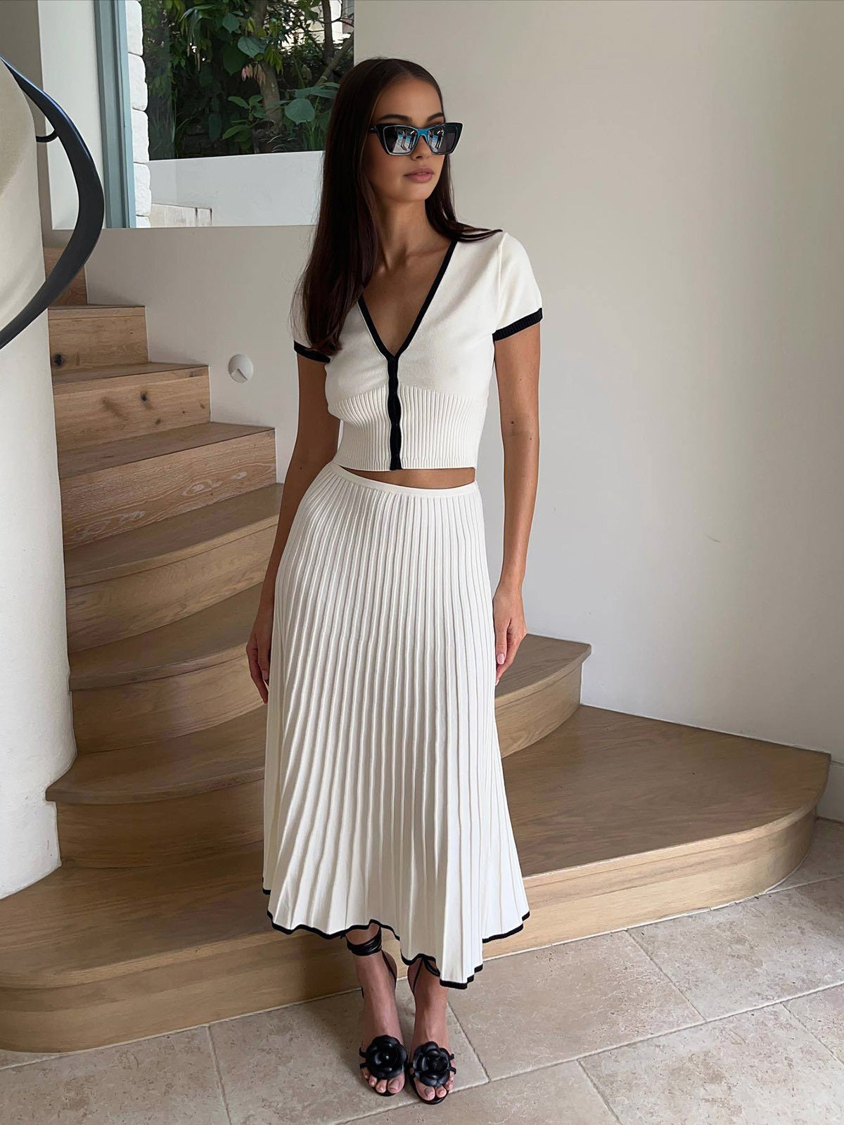 Ruœgy Ensemble Pull Jupe en Maille Femme