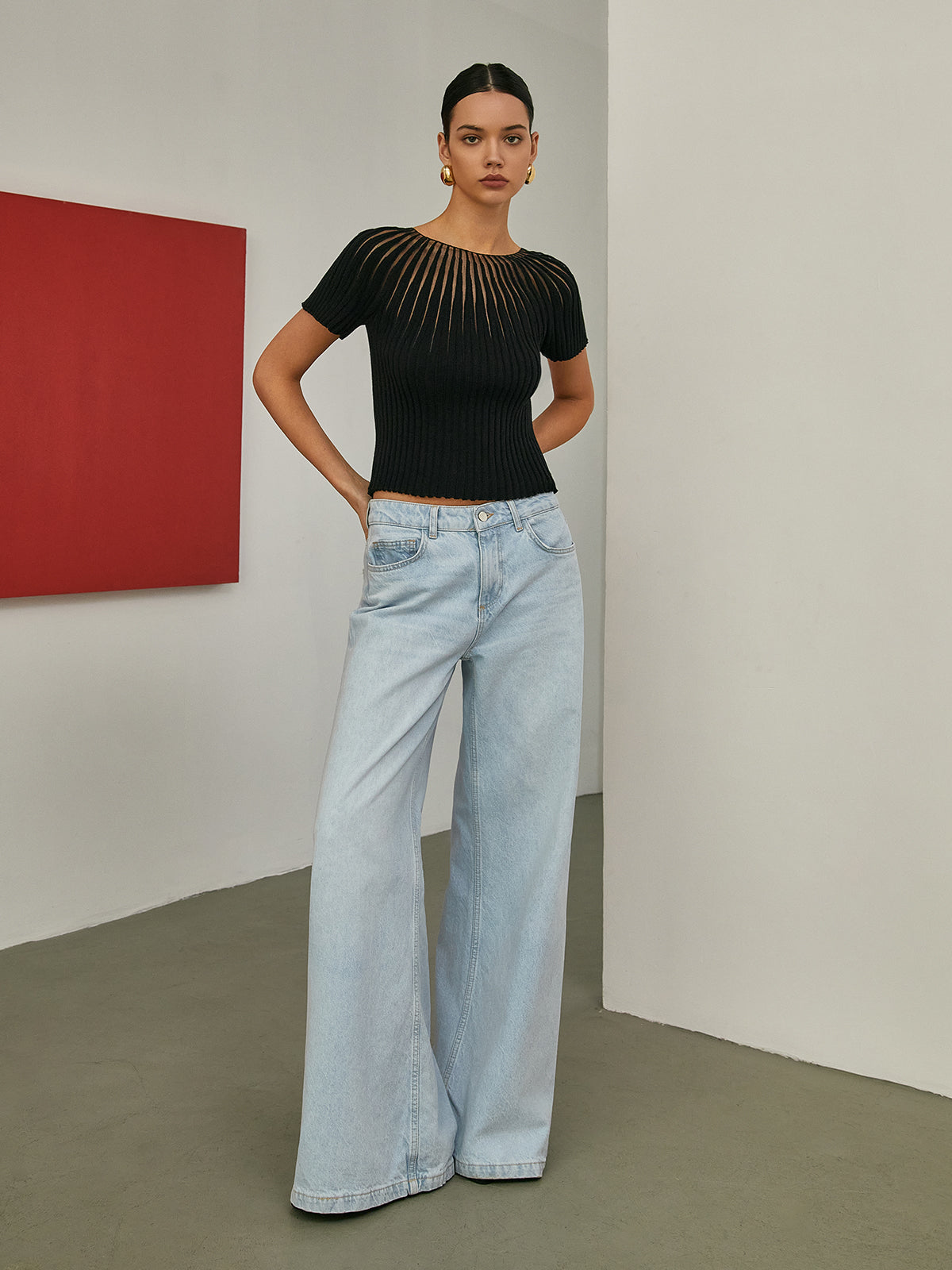 Ruœgy Pull Manches Courtes en Maille Femme
