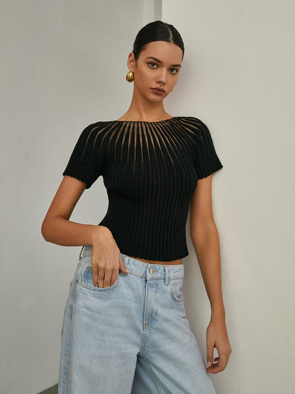 Ruœgy Pull Manches Courtes en Maille Femme