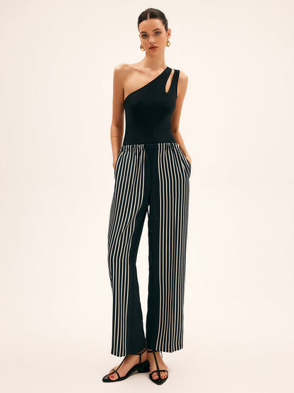 Ruœgy Maillot de Bain Asymétrique Ajouré Femme