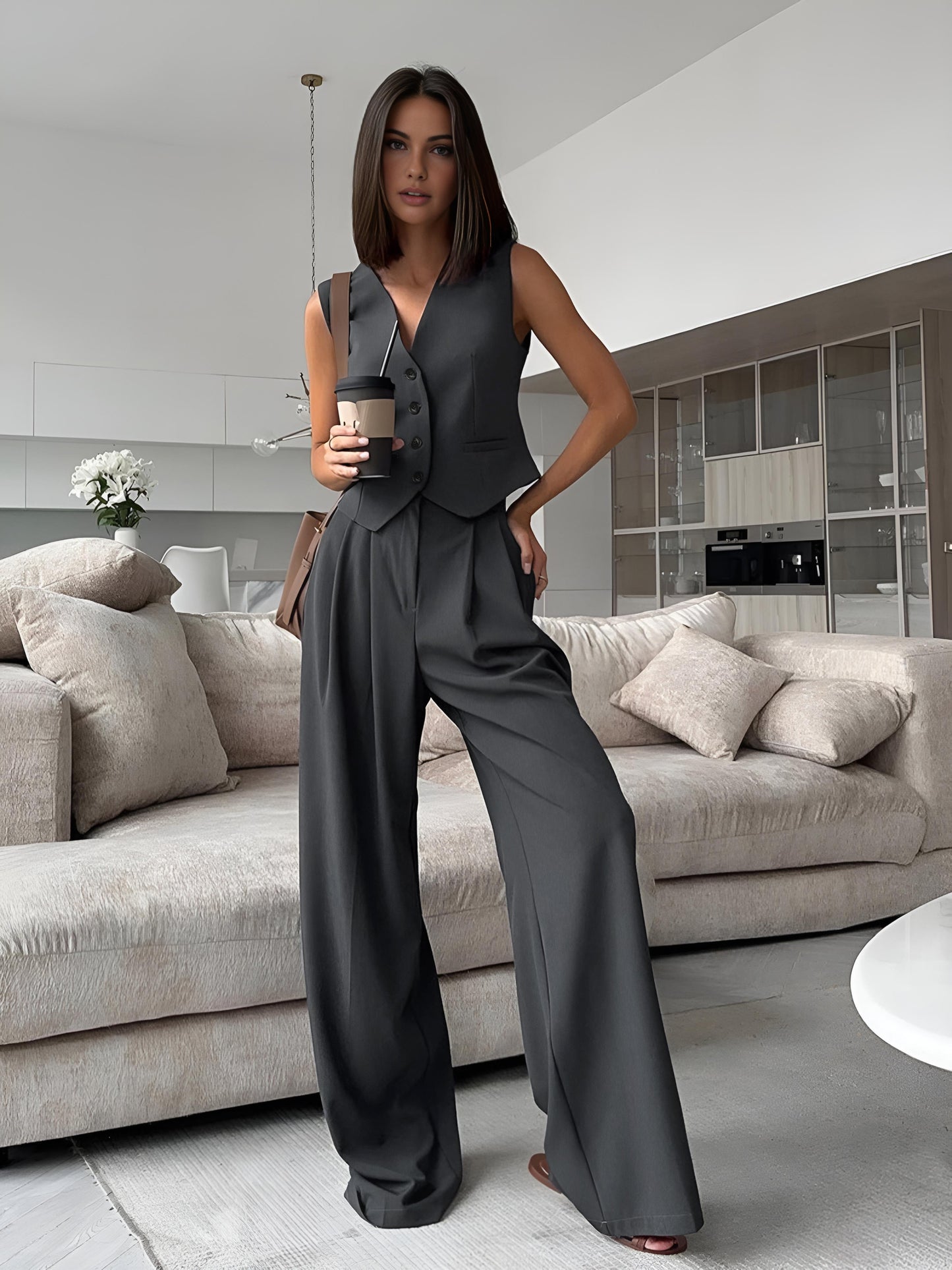 Ruœgy Ensemble Gilet Pantalon Femme