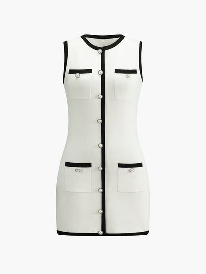 Ruœgy Robe Courte en Maille Sans Manches Femme