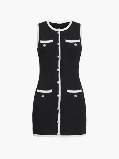 Ruœgy Robe Courte en Maille Sans Manches Femme