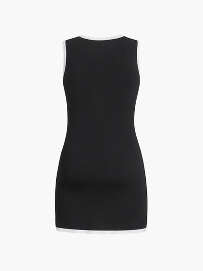 Ruœgy Robe Courte en Maille Sans Manches Femme