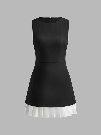 Ruœgy Mini Robe Plissée Sans Manches Femme