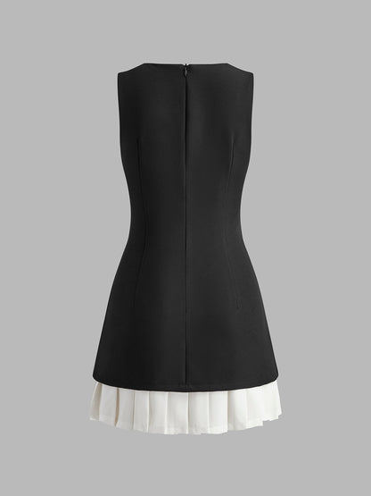 Ruœgy Mini Robe Plissée Sans Manches Femme