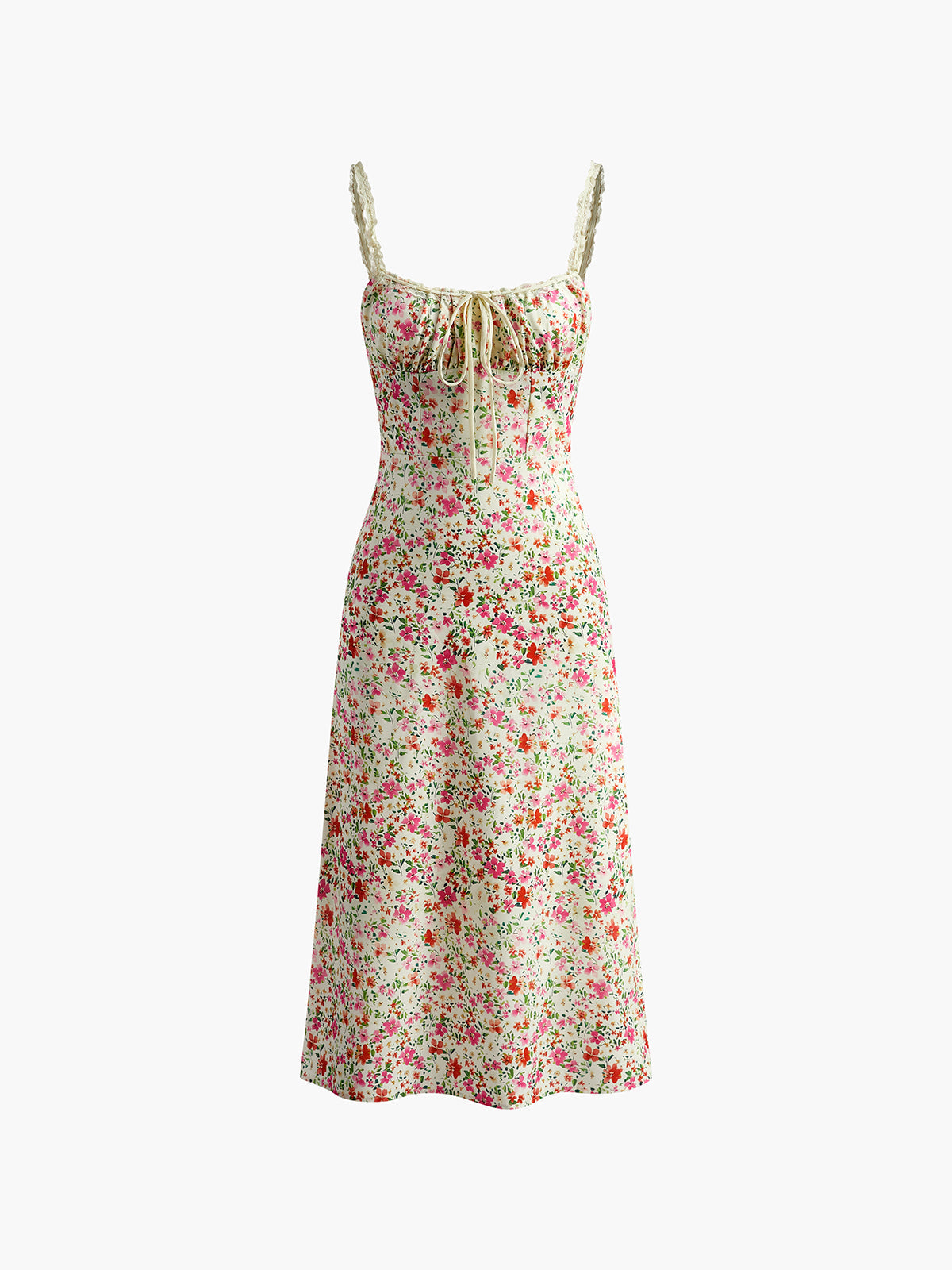 Ruœgy Robe Midi Fleurie Sans Manches Femme