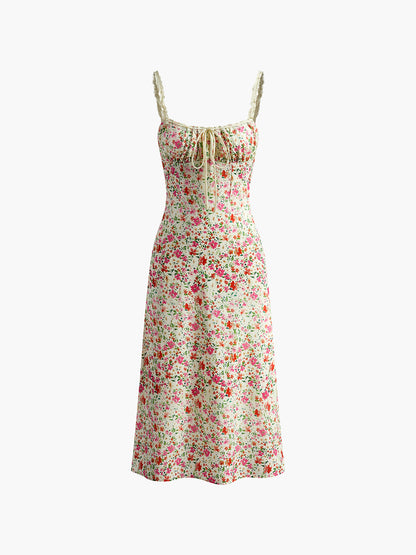 Ruœgy Robe Midi Fleurie Sans Manches Femme