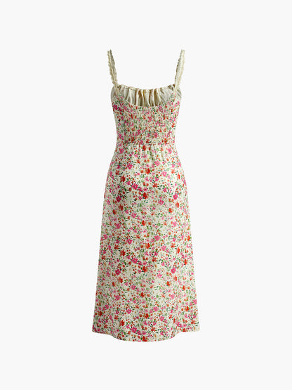 Ruœgy Robe Midi Fleurie Sans Manches Femme